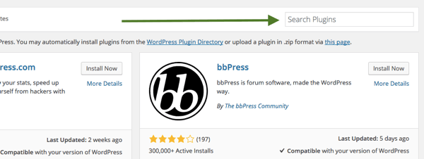 hledání pluginu wordpress
