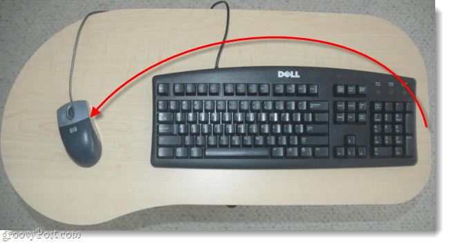 nastavte myš vlevo od klávesnice
