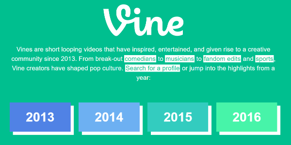 Twitter v tichosti vydal Vine Archive od roku 2013 do roku 2016 na webu Vine.