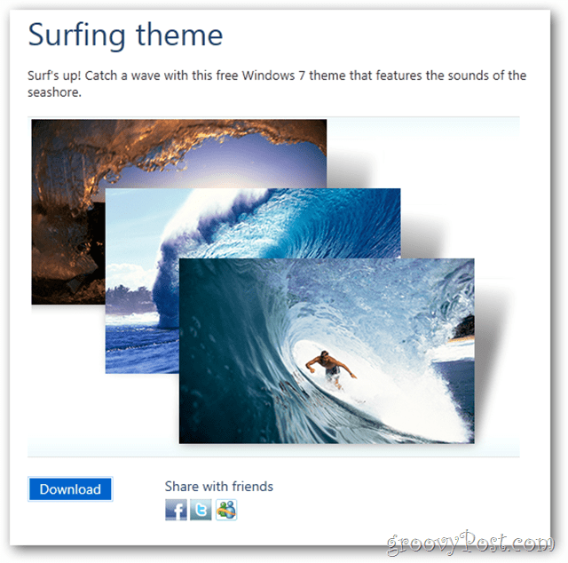 Windows 7 zdarma téma surfování