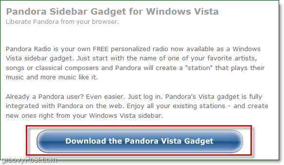 stáhnout pandora gadget Windows 7