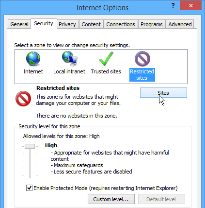 Weby s omezeným přístupem k aplikaci Internet Explorer