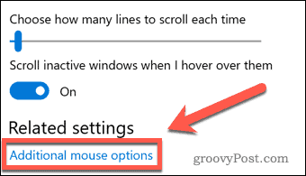 Odkaz na další možnosti myši systému Windows
