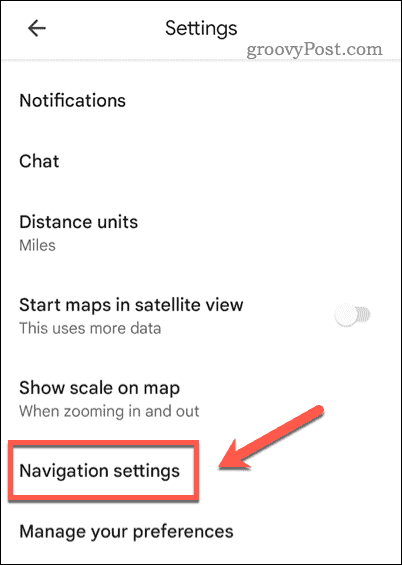 Otevřete nastavení navigace v Mapách Google