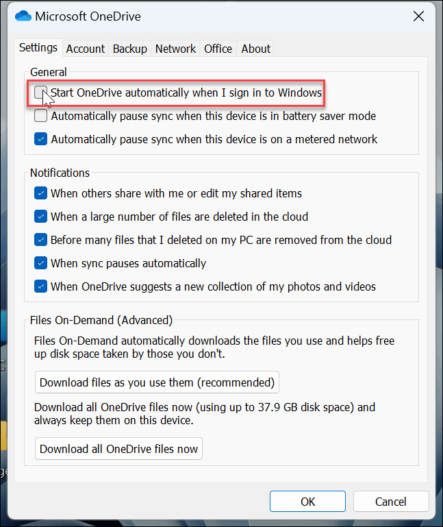 Zakažte OneDrive ve Windows 11