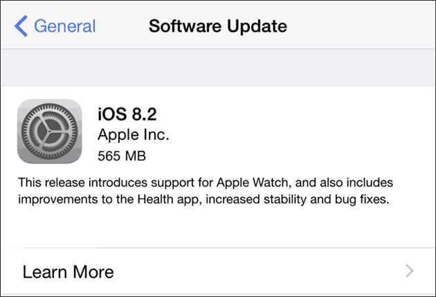 Apple iOS 8.2 pro iPhone a iPad - aktualizace softwaru