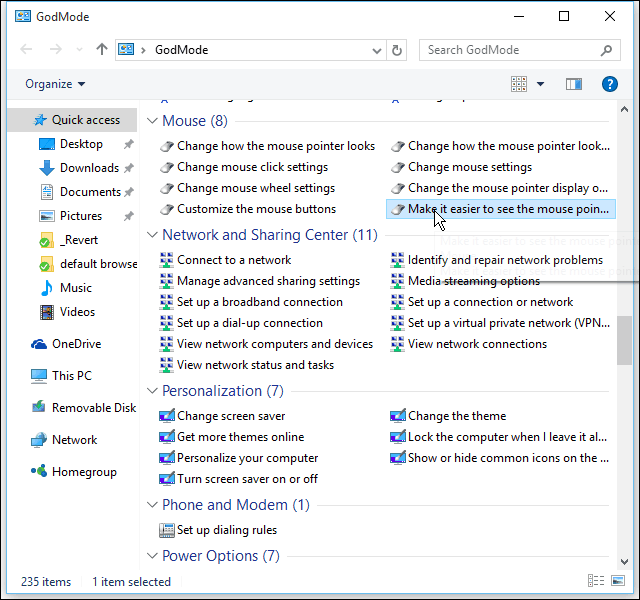 Jak povolit režim skrytého Boha v systému Windows 10