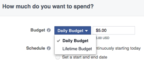 možnosti rozpočtu facebookových reklam
