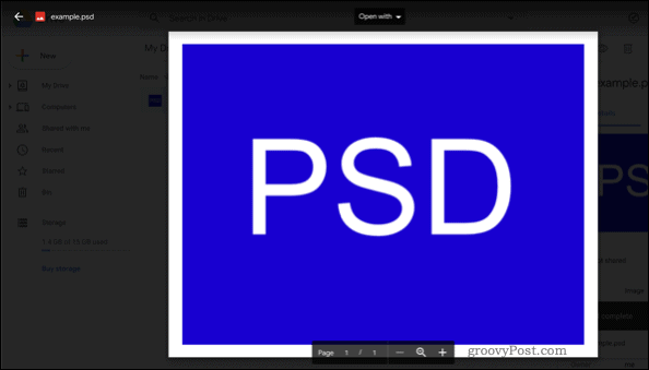 Otevření souboru PSD na Disku Google