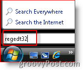 Windows Vista Spusťte regedt32 z vyhledávacího panelu