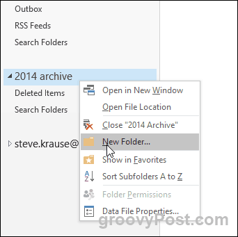 Outlook 2016 - Vytvoření nové složky v souboru PST