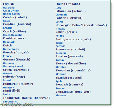 seznam jazyků speckie