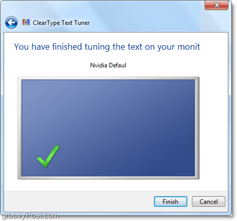 dokončení kalibrace tuneru cleartype v systému Windows 7 