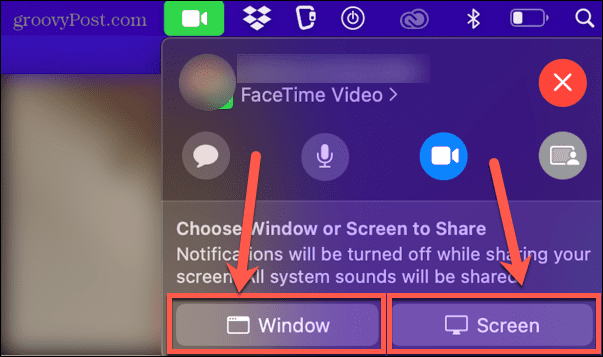 facetime okno nebo sdílení obrazovky
