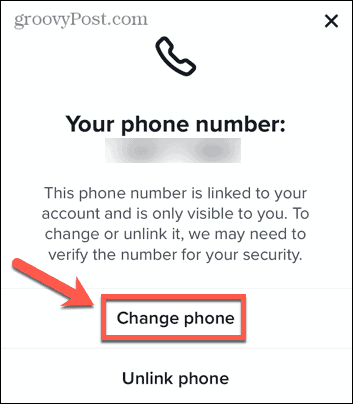 tiktok změnit telefonní číslo
