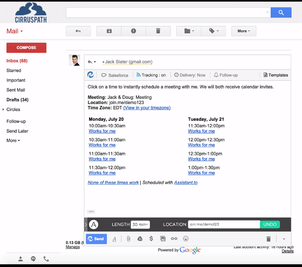 Jednoduše naplánujte schůzky prostřednictvím Gmailu s Assistant.to.