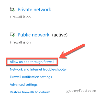 firewall systému Windows umožňuje aplikaci