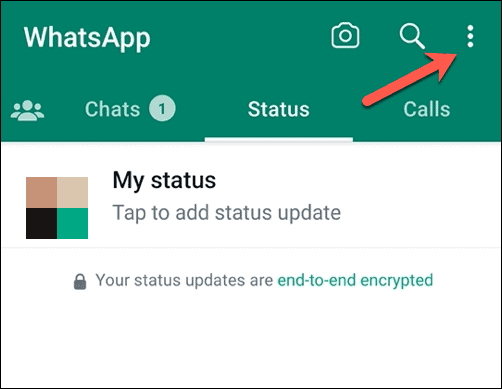 Otevřete nabídku Whatsapp