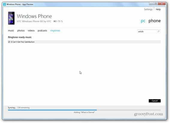 Windows phone 8 vyzváněcí melodie pro synchronizaci obsahu aplikace pro Windows