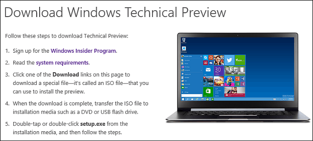 Stáhněte si technický náhled systému Windows 10