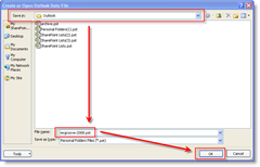 כיצד ליצור קבצי PST באמצעות Outlook 2003 או Outlook 2007
