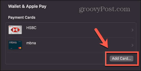 apple pay přidat kartu mac