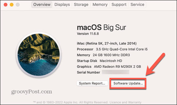 aktualizace softwaru mac
