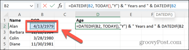 excel datum narození