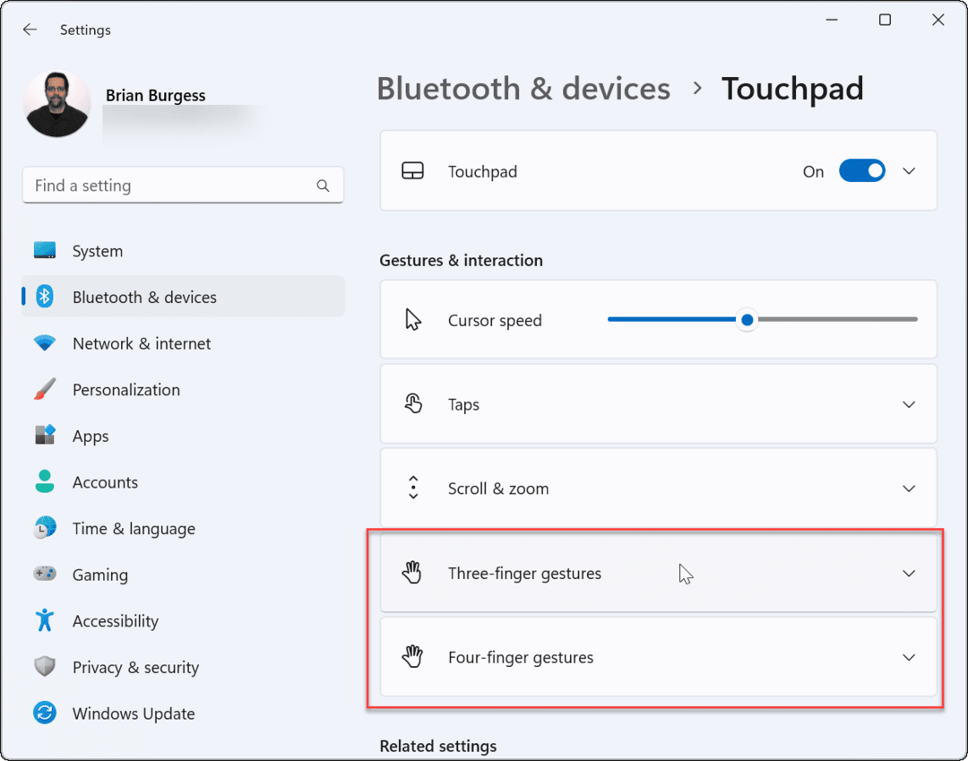 Přizpůsobte si gesta touchpadu ve Windows 11