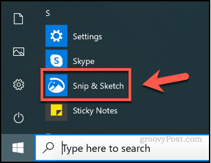 Spuštění Snip and Sketch ve Windows