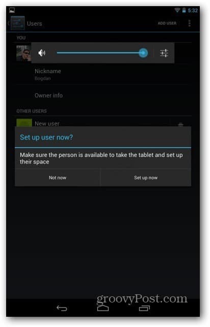 Uživatelské účty Nexus 7 - nyní nastavte uživatele