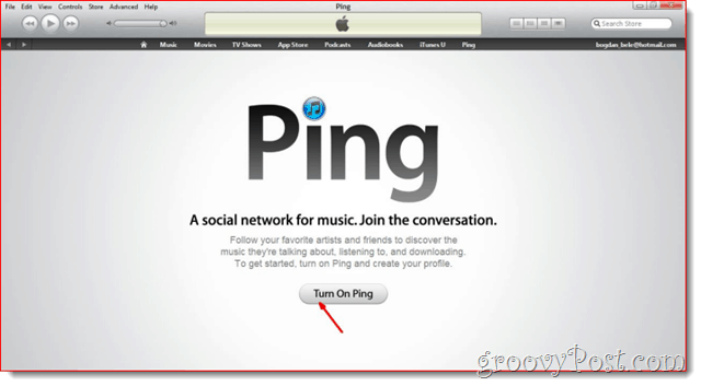 iTunes - Klikněte na Zapnout Ping