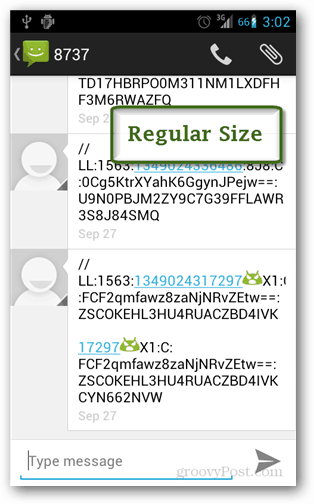 text v normální velikosti pro Android
