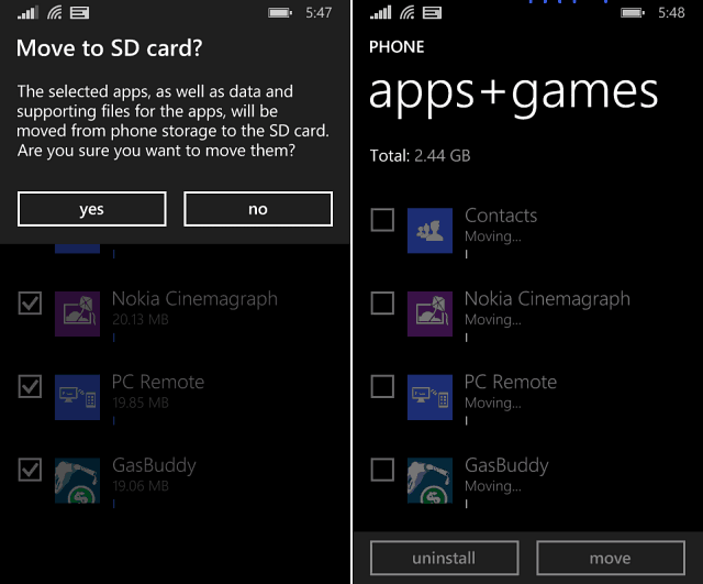 Windows Phone 8.1 Tip: Přesuňte aplikace a hry na SD kartu