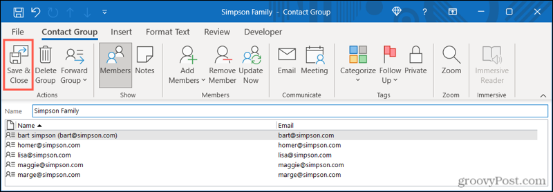 Uložte skupinu kontaktů v aplikaci Outlook