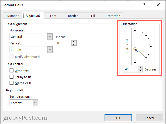 Formátujte zarovnání buněk v aplikaci Excel