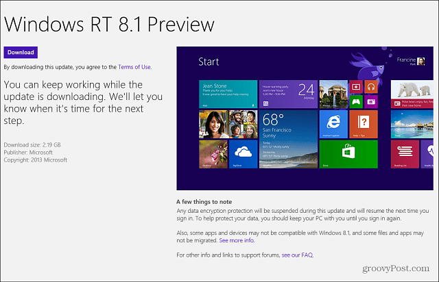 Windows RT 8.1 Náhled Windows Store