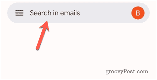 Klepněte na vyhledávací pole v Gmailu pro mobily