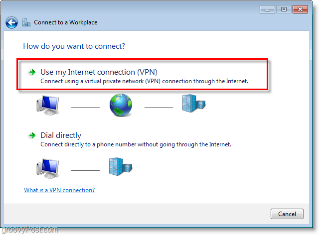 používat své připojení k internetu vpn v systému Windows 7