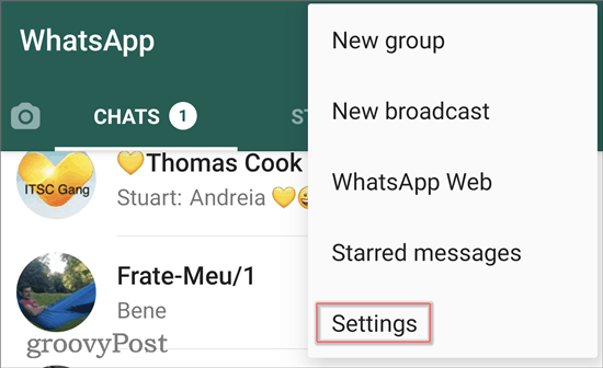 Whatsapp temné téma menu
