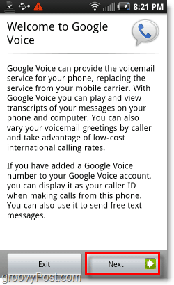 Google Voice na uvítací obrazovce Android pro mobilní zařízení