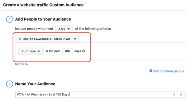 Vytvořte si podobné publikum na Facebooku, krok 2.