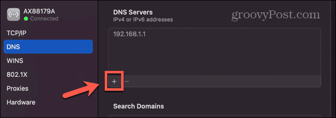 mac přidat dns server