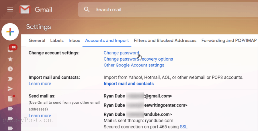 resetování hesla pro Gmail