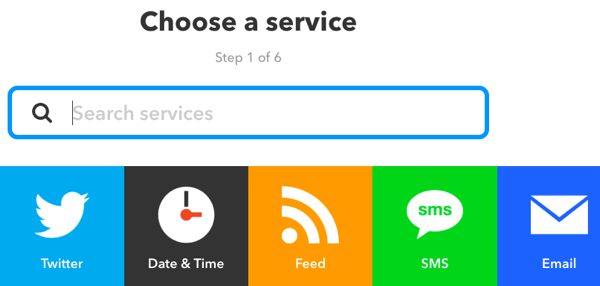 Vyberte službu pro svůj applet IFTTT.