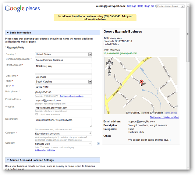 vytvořit nový místní seznam google map