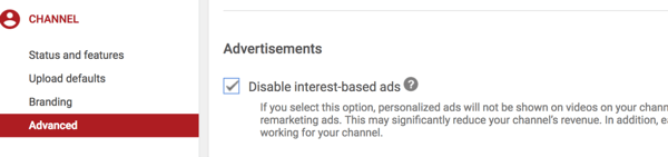 Jak nastavit kampaň s reklamami na YouTube, krok 36, možnost zabránit konkrétnímu umístění videa konkurencí na vašem kanálu