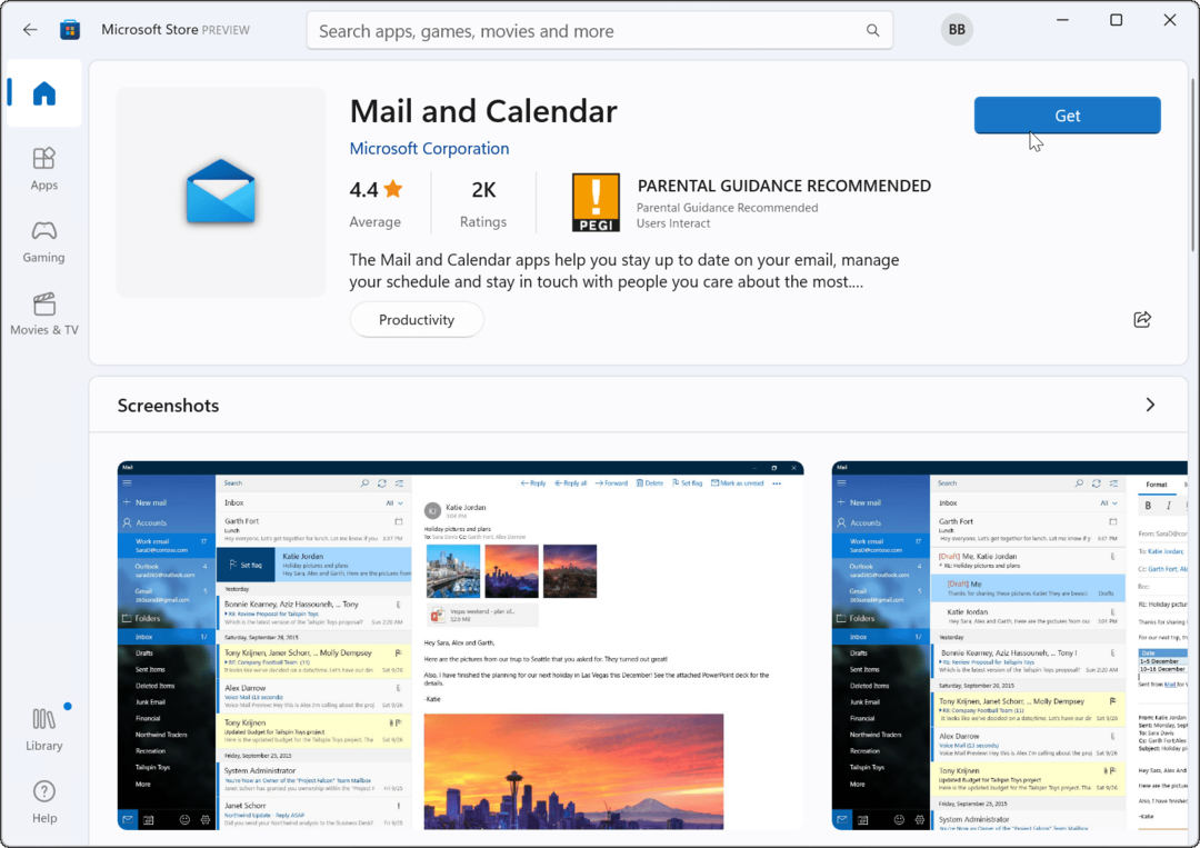 přeinstalujte aplikaci Mail Microsoft Store