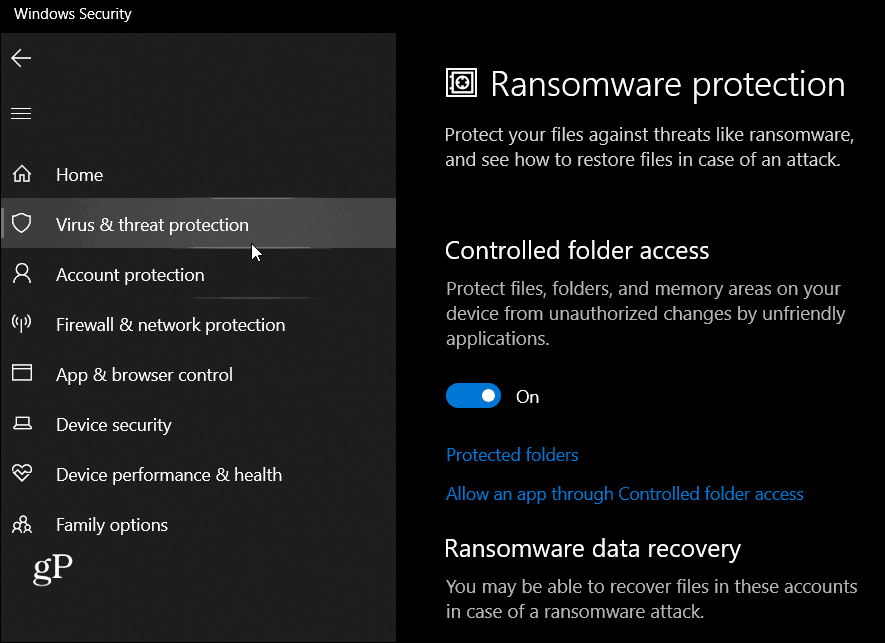 Ochrana Ransomware Windows 10