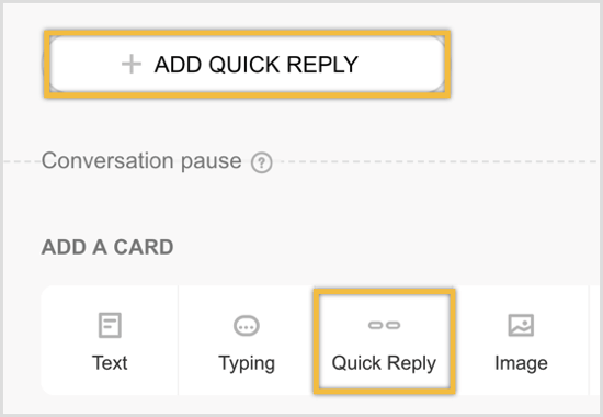 Kliknutím přidáte kartu Rychlá odpověď a poté klikněte na Přidat rychlou odpověď.